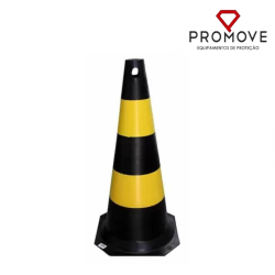 Cone PVC Preto e Amarelo 75cm